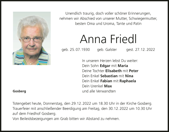 Anzeige von Anna Friedl von MGO