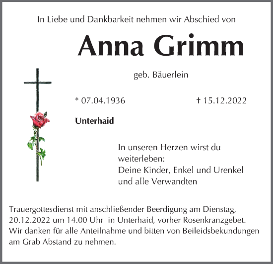 Anzeige von Anna Grimm von MGO