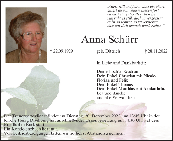 Anzeige von Anna Schürr von MGO