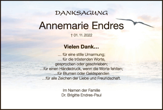 Anzeige von Annemarie Endres von MGO