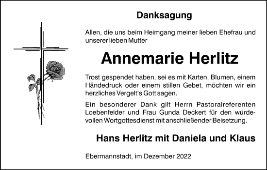 Anzeige von Annemarie Herlitz von MGO