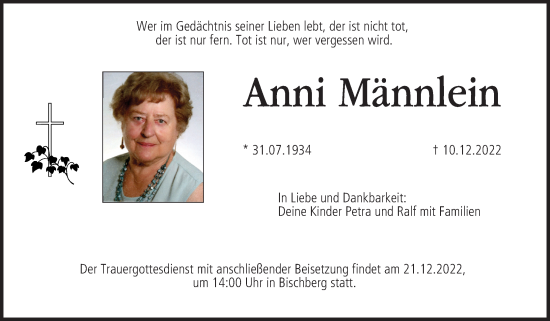 Anzeige von Anni Männlein von MGO