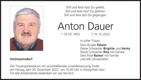 Anzeige von Anton Dauer von MGO
