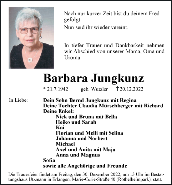 Anzeige von Barbara Jungkunz von MGO