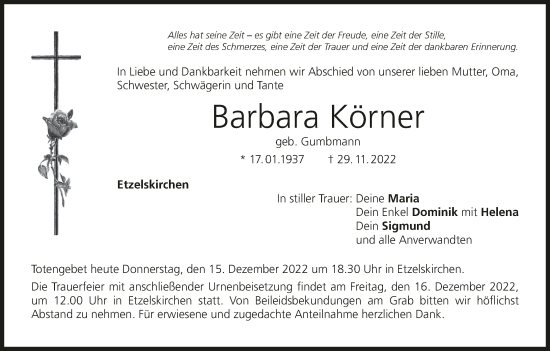 Anzeige von Barbara Körner von MGO