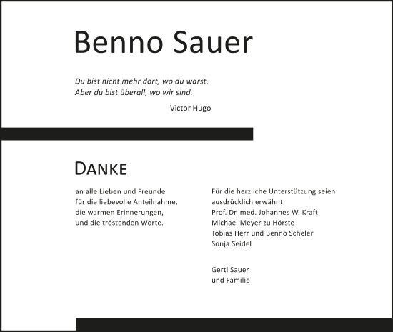 Anzeige von Benno Sauer von MGO
