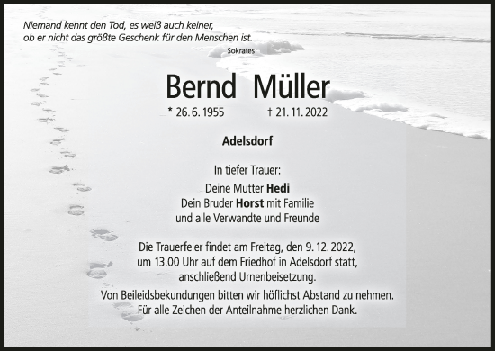 Anzeige von Bernd Müller von MGO