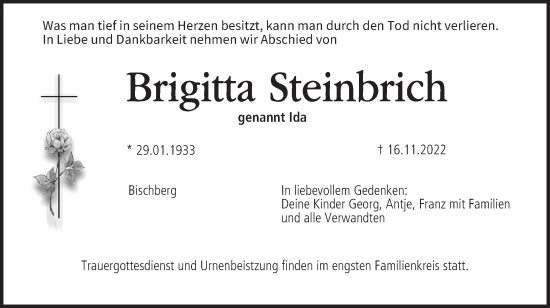 Anzeige von Brigitta Steinbrich von MGO