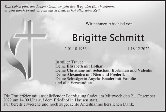 Anzeige von Brigitte Schmitt von MGO