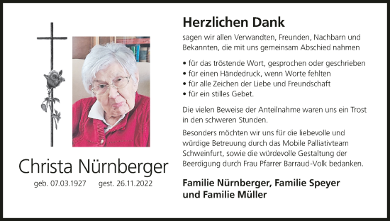 Anzeige von Christa Nürnberger von MGO