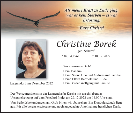 Anzeige von Christine Borek von MGO