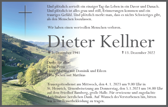 Anzeige von Dieter Kellner von MGO