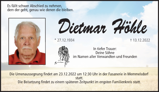 Anzeige von Dietmar Höhle von MGO