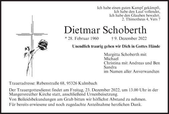 Anzeige von Dietmar Schoberth von MGO