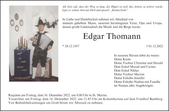Anzeige von Edgar Thomann von MGO