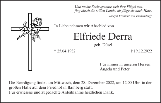 Anzeige von Elfriede Derra von MGO