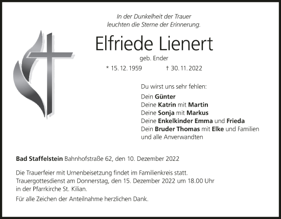 Anzeige von Elfriede Lienert von MGO
