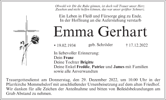 Anzeige von Emma Gerhart von MGO