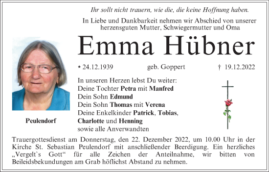 Anzeige von Emma Hübner von MGO