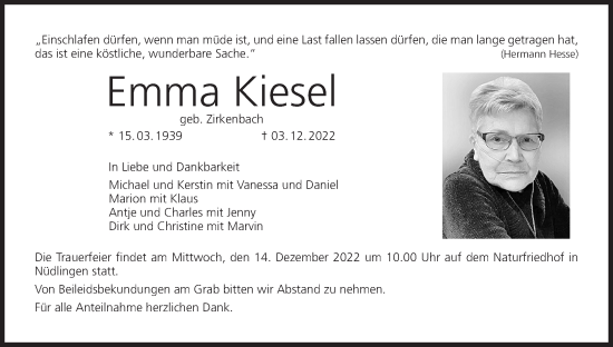Anzeige von Emma Kiesel von MGO