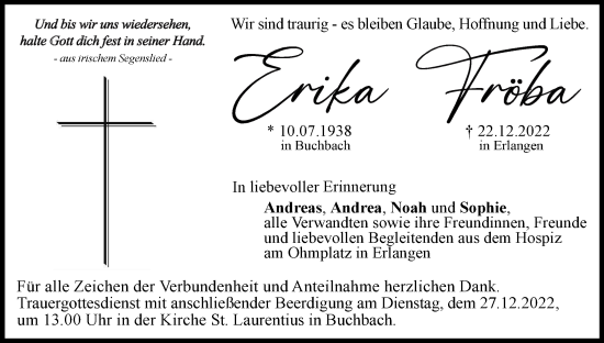Anzeige von Erika Fröba von MGO