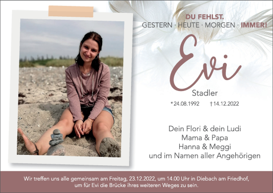 Anzeige von Eva Maria  Stadler von MGO