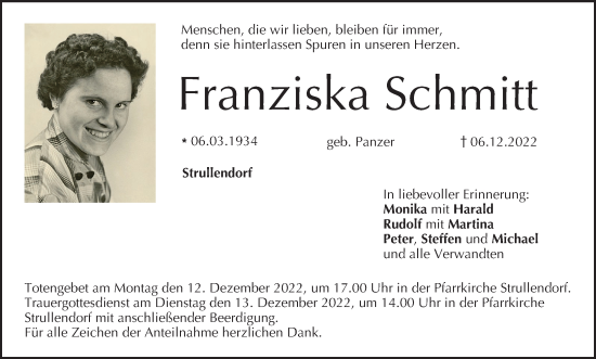 Anzeige von Franziska Schmitt von MGO