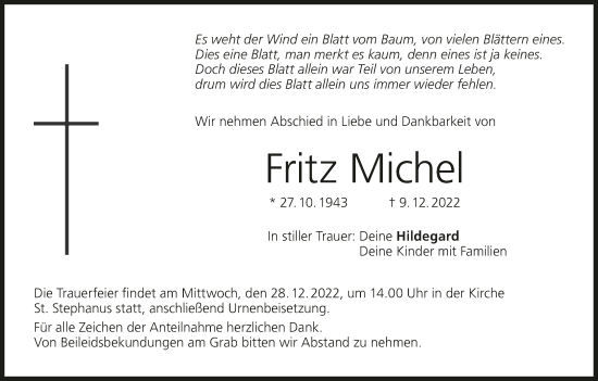 Anzeige von Fritz Michel von MGO