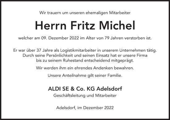 Anzeige von Fritz Michel von MGO
