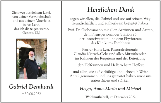 Anzeige von Gabriel Deinhardt von MGO