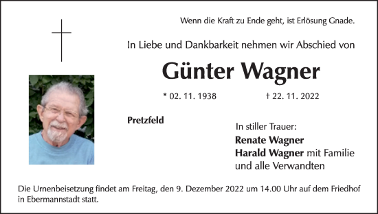 Anzeige von Günter Wagner von MGO