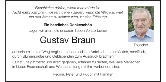 Anzeige von Gustav Braun von MGO