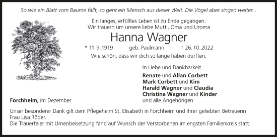Anzeige von Hanna Wagner von MGO