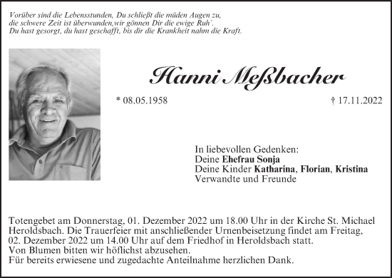 Anzeige von Hanni Meßbacher von MGO