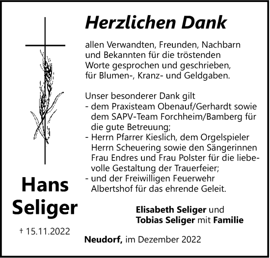 Anzeige von Hans Seliger von MGO