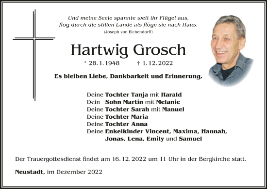 Anzeige von Hartwig Grosch von MGO