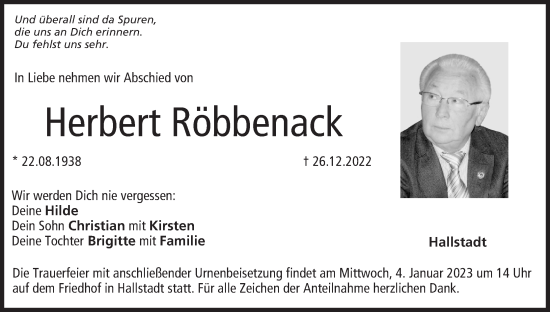 Anzeige von Herbert Röbbenack von MGO