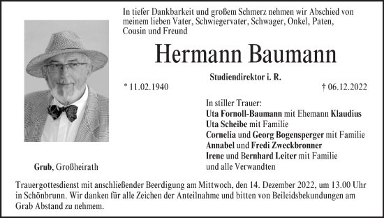 Anzeige von Hermann Baumann von MGO