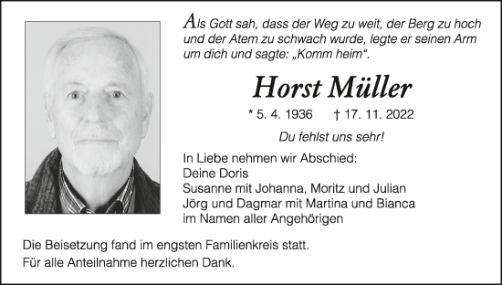 Anzeige von Horst Müller von MGO