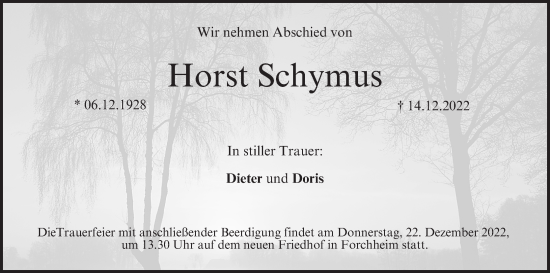 Anzeige von Horst Schymus von MGO