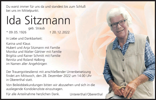Anzeige von Ida Sitzmann von MGO