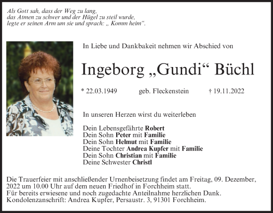 Anzeige von Ingeborg Büchl von MGO