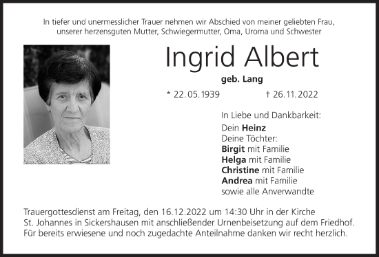 Anzeige von Ingrid Albert von MGO