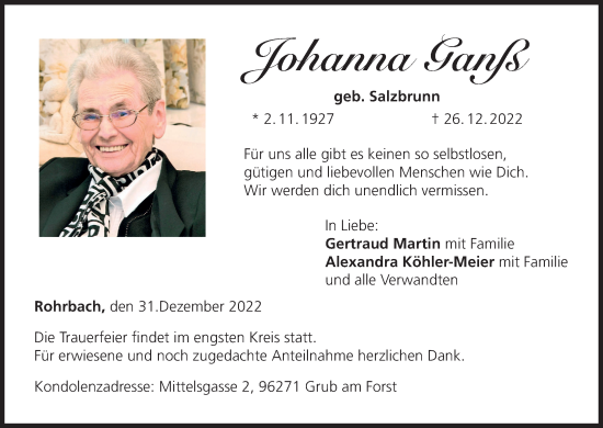 Anzeige von Johanna Ganß von MGO