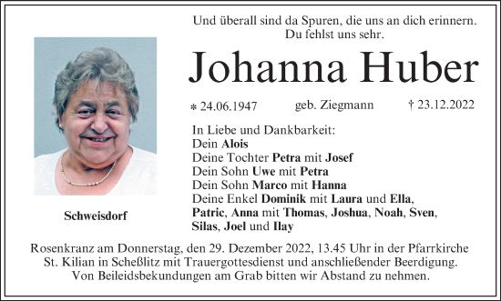 Anzeige von Johanna Huber von MGO