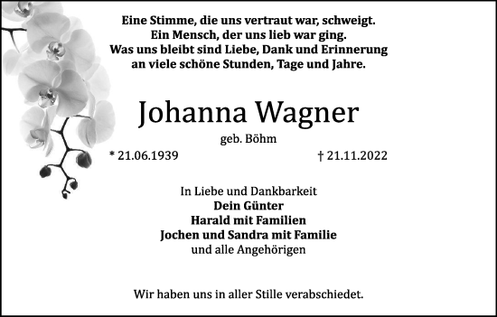 Anzeige von Johanna Wagner von MGO