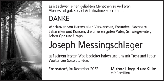 Anzeige von Joseph Messingschlager von MGO
