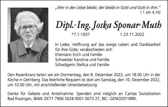 Anzeige von Joska Sponar-Muth von MGO