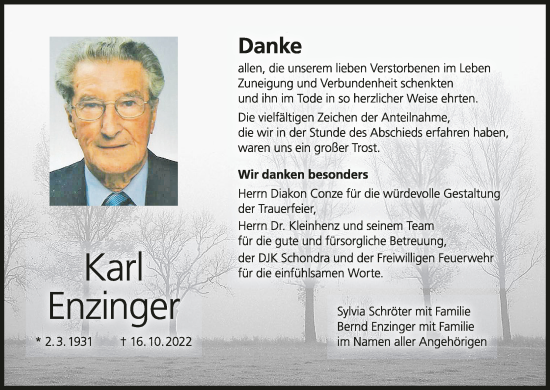 Anzeige von Karl Enzinger von MGO