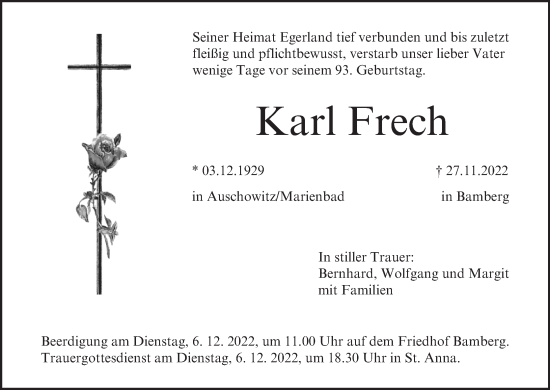 Anzeige von Karl Frech von MGO